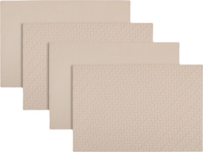 Lausanne Reversible Premium Faux Leather 12" x 18" Rectangular Placemats Set of 4