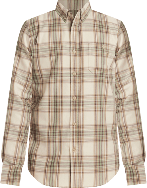 Men's Long Sleeve Button-Down Burnout Plaid Flannel Shirt