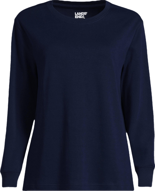 Plus Size Cotton Relaxed Long Sleeve Crew Neck