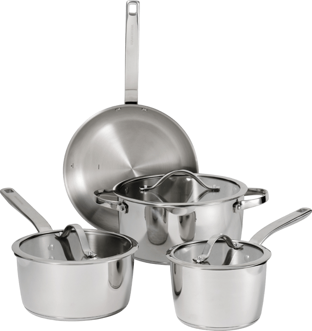 Tempo Tri-Ply Base Stainless Steel 7-Pc. Cookware Set with Glass Lids