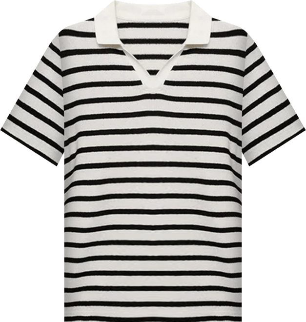 Men's Striped Textured Knitted Polo Shirt