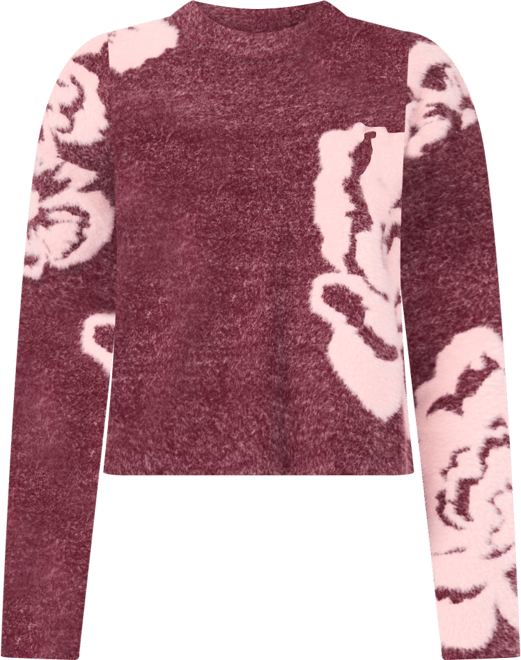 Women's Jacquard Floral Crewneck Sweater