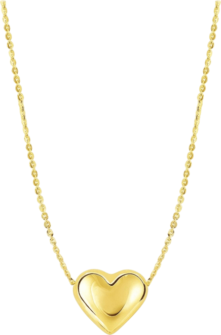Gold Puffy Heart Necklace 14K Gold