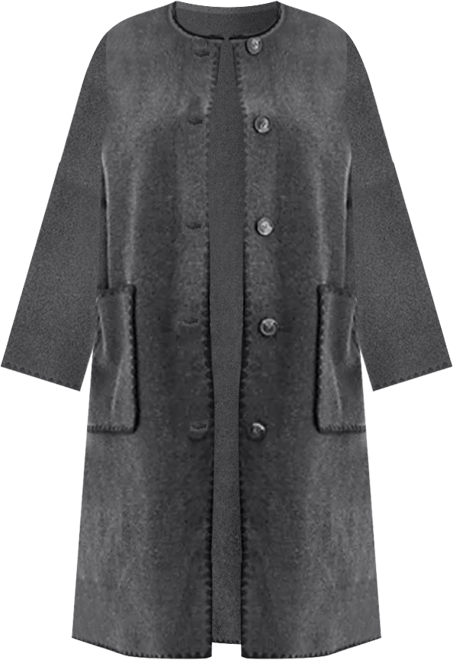 Women's Button-Front Edge-Stitch Scarf Coat