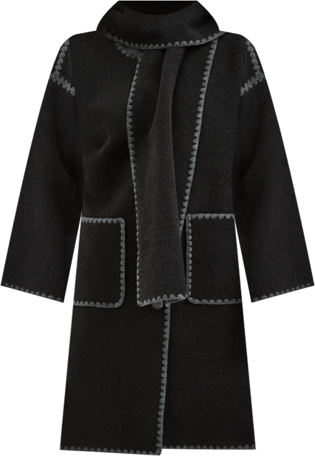Petite Button-Front Scarf Coat