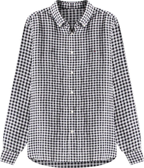 Men's 100% Linen Gingham Button Up Shirt