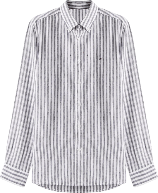 Men's Pigment-Dyed Stripe Linen Button Up Shirt