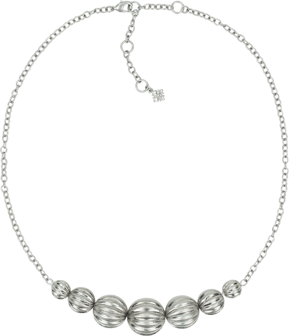 Rhodium Bead Single Strand Necklace