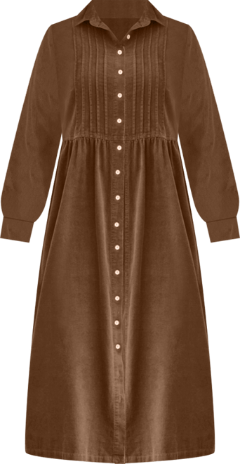 Plus Size Button Front Corduroy Dress