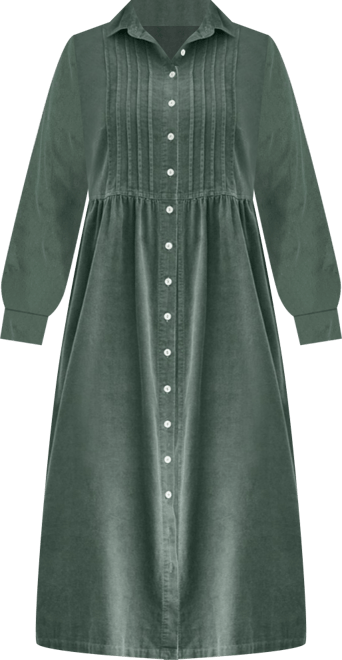Plus Size Button Front Corduroy Dress