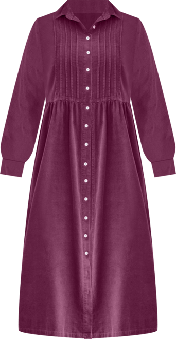 Plus Size Button Front Corduroy Dress