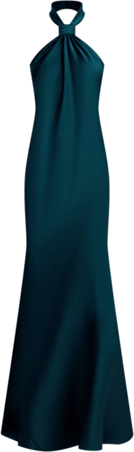 slim fit dress slacks Jasmine Halter Maxi Dress, in Deep Emerald Luxe Satin, Size: XL | Show Me Your Mumu main image 0