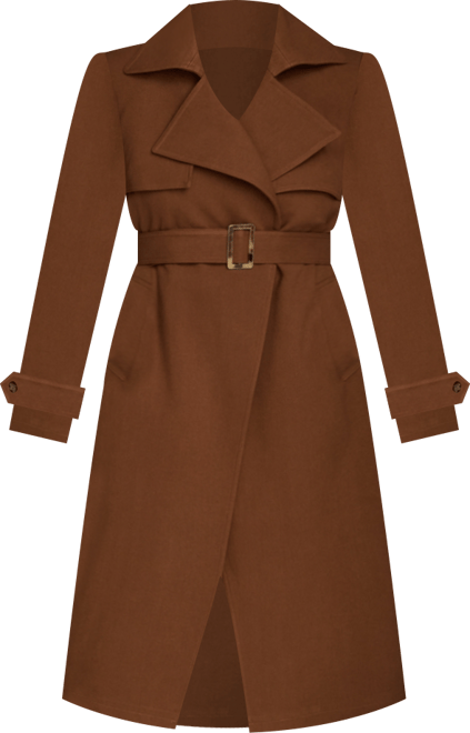 Women's Belted Notched-Collar Trench Coat