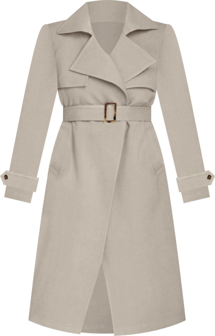 Women's Belted Notched-Collar Trench Coat