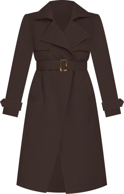 Women's Belted Notched-Collar Trench Coat