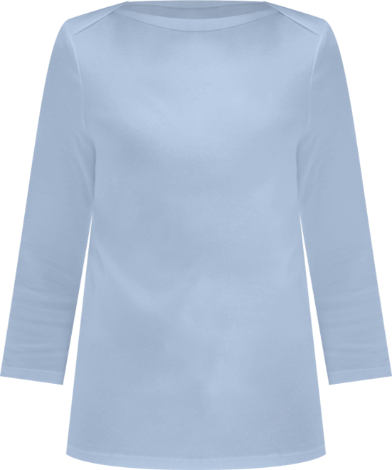Women's Petite Pima Cotton 3/4-Sleeve Boat-Neck Top, Created for Macy's