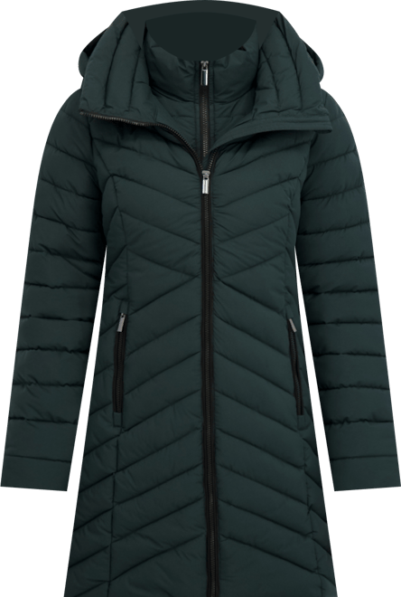 Women's 3/4 Hooded Stretch Puffer with Bib