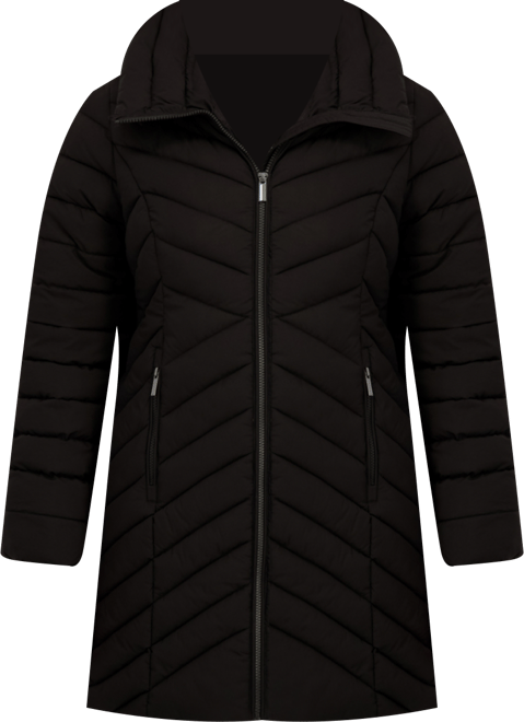 Women's 3/4 Hooded Stretch Puffer with Bib