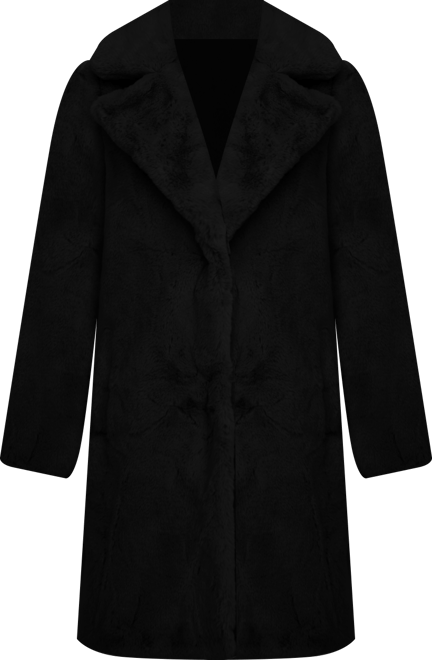 Women's Faux Fur Notch Collar 3/4 Coat