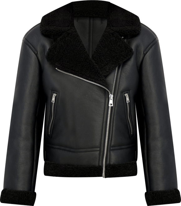 Women's Assymetrical Moto Faux Shearling Jacket