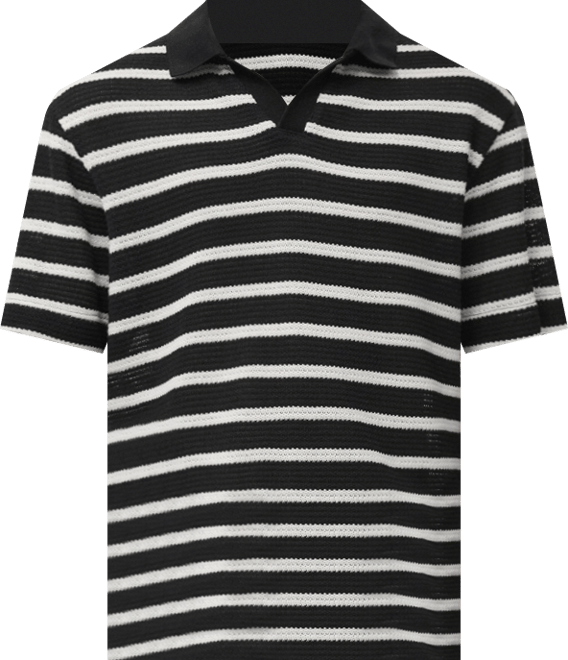 Men's Striped Braided-Knit Polo Shirt