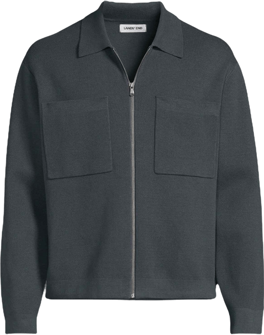 Men's Long Sleeve Fine Gauge Cotton Full Zip Chore Coat
