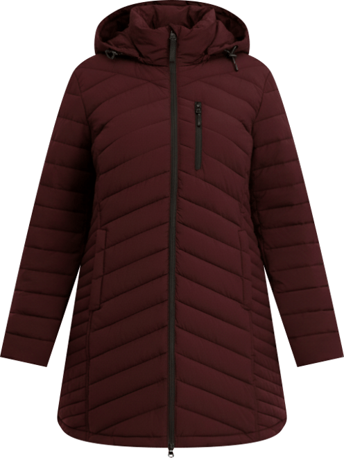 Plus Size Hooded Water-Resistant Puffer Coat