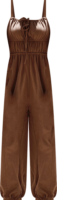 Women's Casual Ruched Bodice Jumpsuit