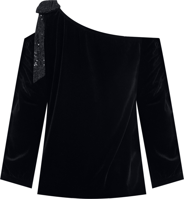 Women's One Shoulder Top with Sequin Bow