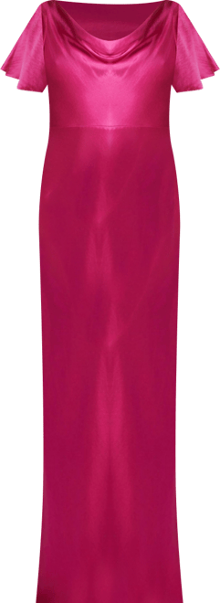 Women's Flutter Sleeve Satin Bridesmaid Dress