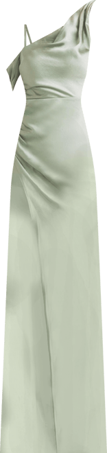 Women's Asymmetric Bardot Satin Bridesmaid Dress