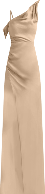 Women's Asymmetric Bardot Satin Bridesmaid Dress