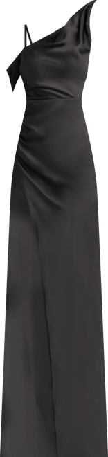 Women's Asymmetric Bardot Satin Bridesmaid Dress