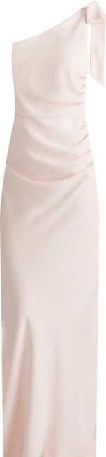 Women's Bow One Shoulder Crepe Bridesmaid Dress