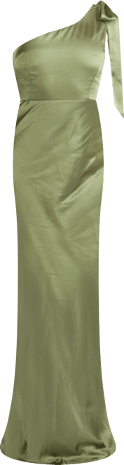 Women's Bow One Shoulder Satin Bridesmaid Dress