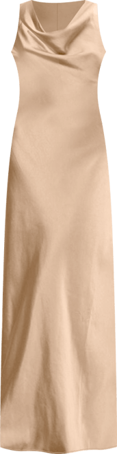 Cowl Front Satin Bridesmaid Dress