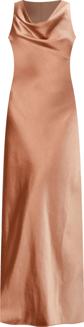 Cowl Front Satin Bridesmaid Dress