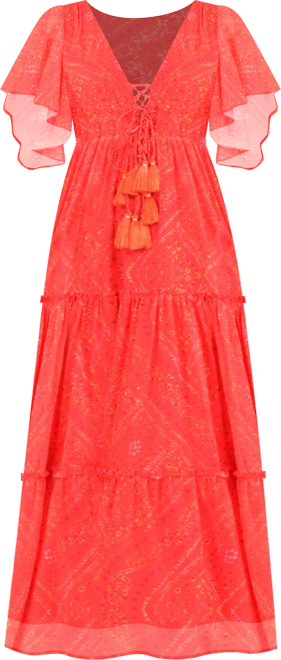 Women's Red Tiered Maxi Dress