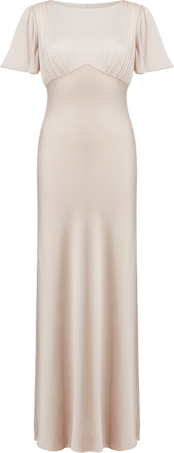 Women's Gathered Bust Satin Bridesmaid Dress