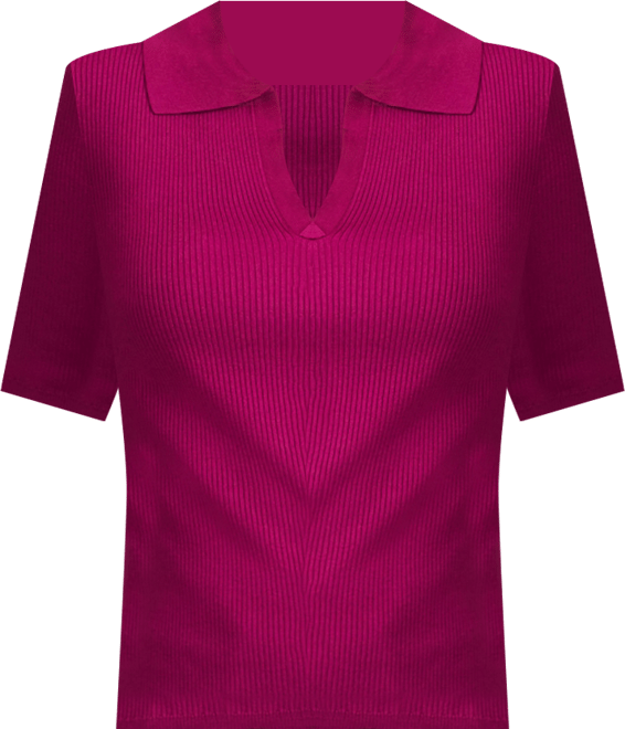 Women's Ribbed Polo Half Sleeve Sweater