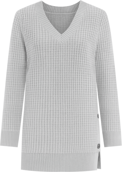 Plus Size Side Button V-Neck Waffle Knit Sweater