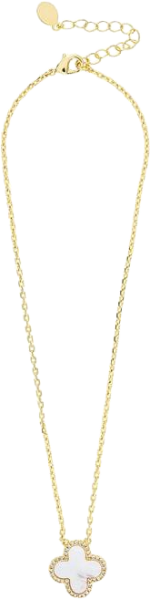 Mother of Pearl Flower Solitaire Pendant with Cz Surround