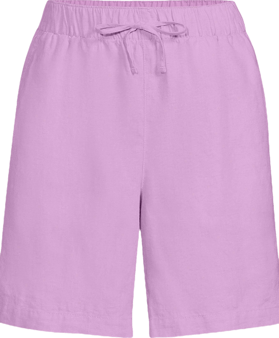 Women's Plus Size Linen High Rise Pull On 7" Shorts