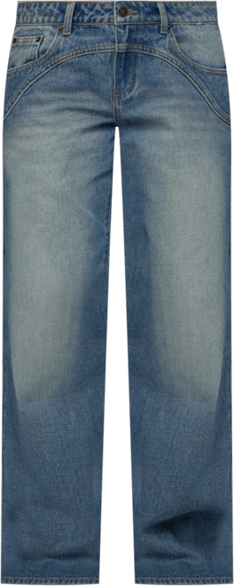 Womens Ronny Curved Stitch Low Rise Jeans