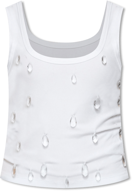 Womens Zelena Faux Crystal Ribbed Tank Top