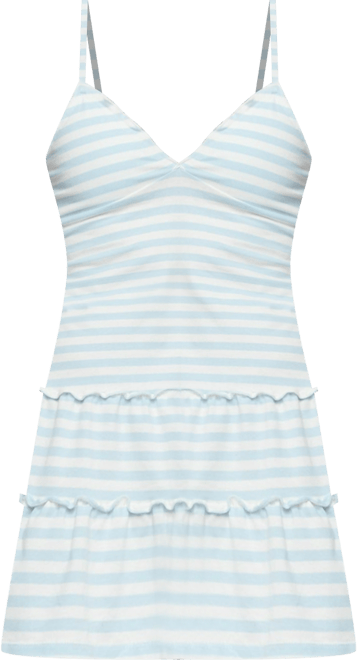 Women's Tiered Ruffle Striped Mini Dress