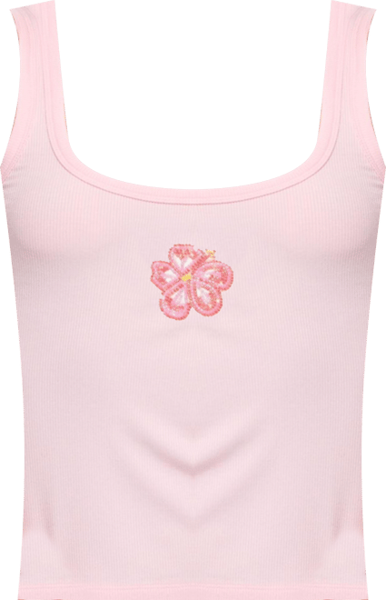 Women's Steffy Beaded Flower Ribbed Top