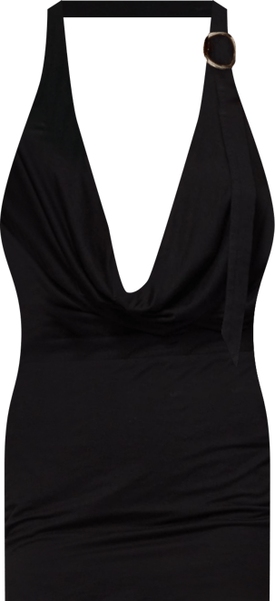 Womens Dex Buckle Cowl Neck Mini Dress