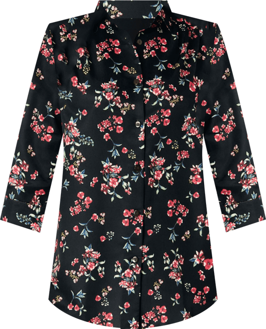 Plus Size No Iron Three-Quarter Sleeve Peachskin Shirt