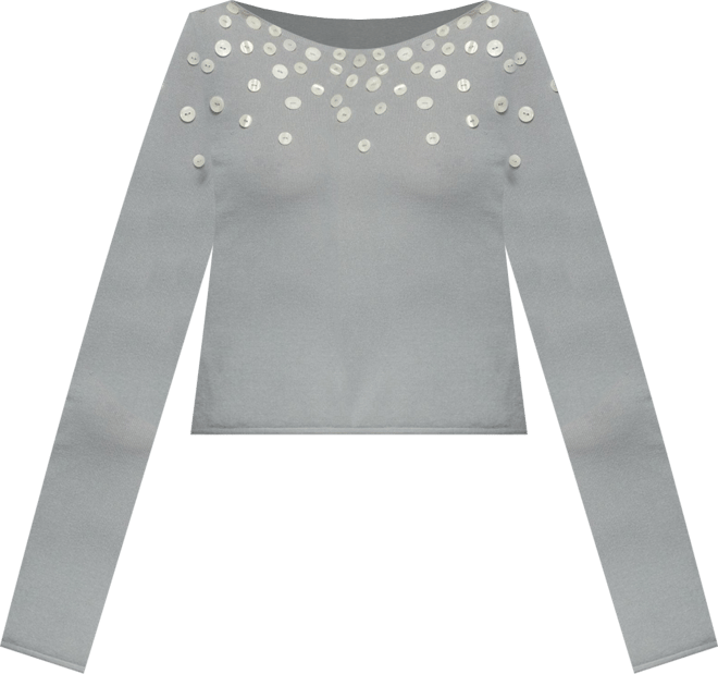 Womens Iridescent Button Boat Neck Top